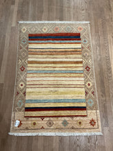 Load image into Gallery viewer, Afghan ”Rainbow” Kazak - 3&#39;4” X 4&#39;9”
