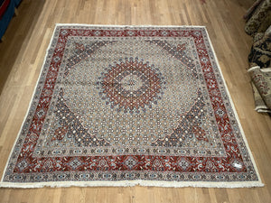 Antique Persian Birjand [Wool + Silk] - Square 8'4" x 8'2"